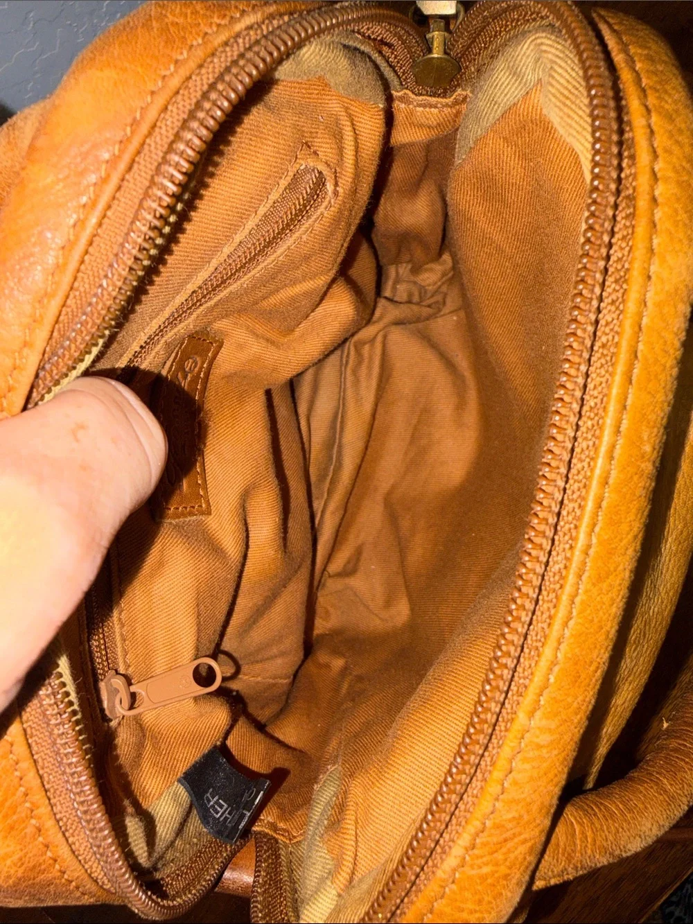 Unisex Fossil Tan Leather Top-Handle or Crossbody Messenger Bag